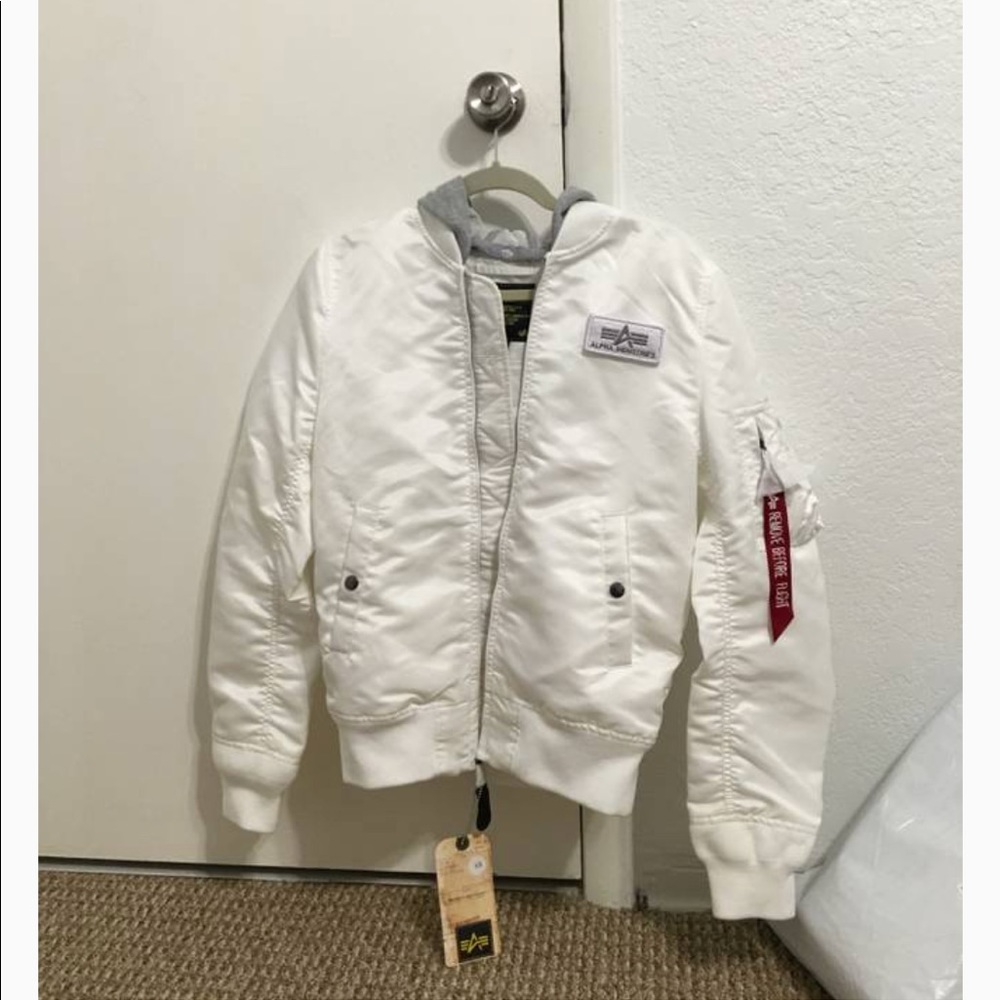 Alpha industries bomber hooded jacket. Size s